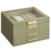 SONGMICS Caja de Joyas, 3 Niveles, Tapa de Cristal, 2