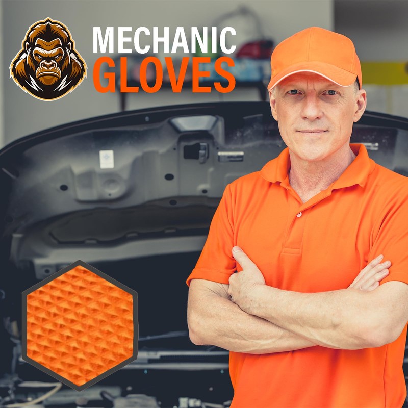 Xtremeauto Nitrile Gloves - Disposable Gloves, Diamond Grip Orange Gloves