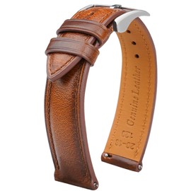 Gomvadr Quick Release Leather Watch Band 14mm 16mm 18mm 19mm 20mm 21mm 22mm 24mm,Vintage Oil Wax-tanned Pull-up Men's Watch Bands Replacement Watch Straps for Men Women