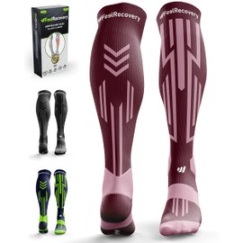 Feel Recovery 1 Pair Sports Compression Socks Men/Women - Compression Socks Running, Crossfit, Football - Elastic Cuffed Socks Running and Sports - High Socks with Breathable Merino Wool