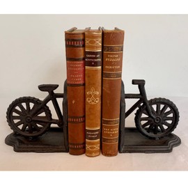 Retrome Heavy Duty Cast Iron Bookends, Decorative Bicycle Book Ends for Shelves with Non-Slip Base to Hold Heavy Books, Home Office Desk Decor, 1 Pair