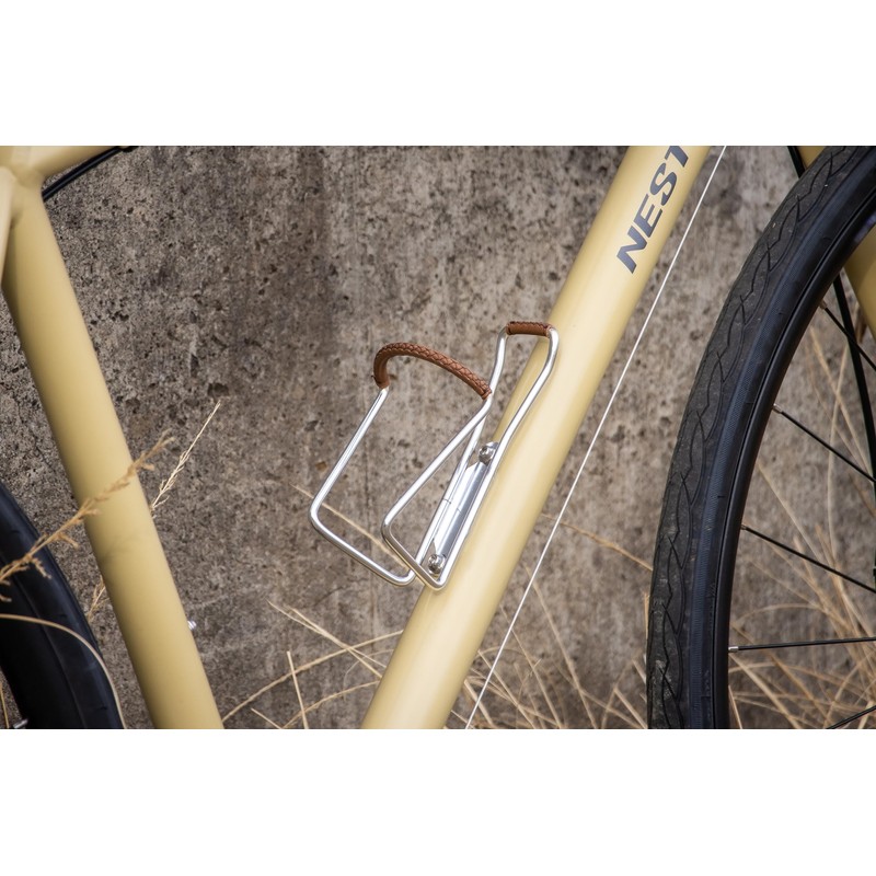 Banana Works Osha Leather Bottle Cage, Silver (SI)