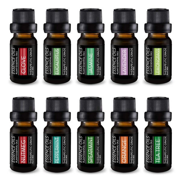 Pure Daily Care Aromatherapy Top 10 Essential Oil Set – Therapeutic Grade Single Ingredient Oils – Uplift Mind, Body and Spirit – 10 x 10 Ml Bottles – No Fillers & No Additives