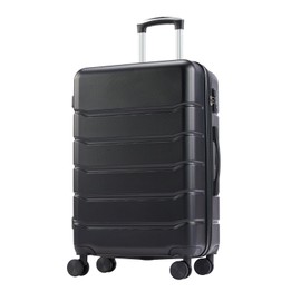 TREATLIFE HOME Compact Expandable Hard Sided Suitcase with 360° Rotating Wheels, TSA Lock and Retractable Handle, Black, 20"