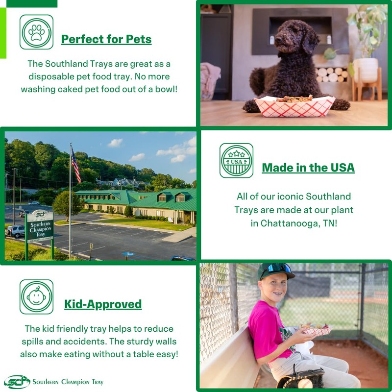 Southern Champion Tray 0433 #1000 Southland Paperboard Red Check Food