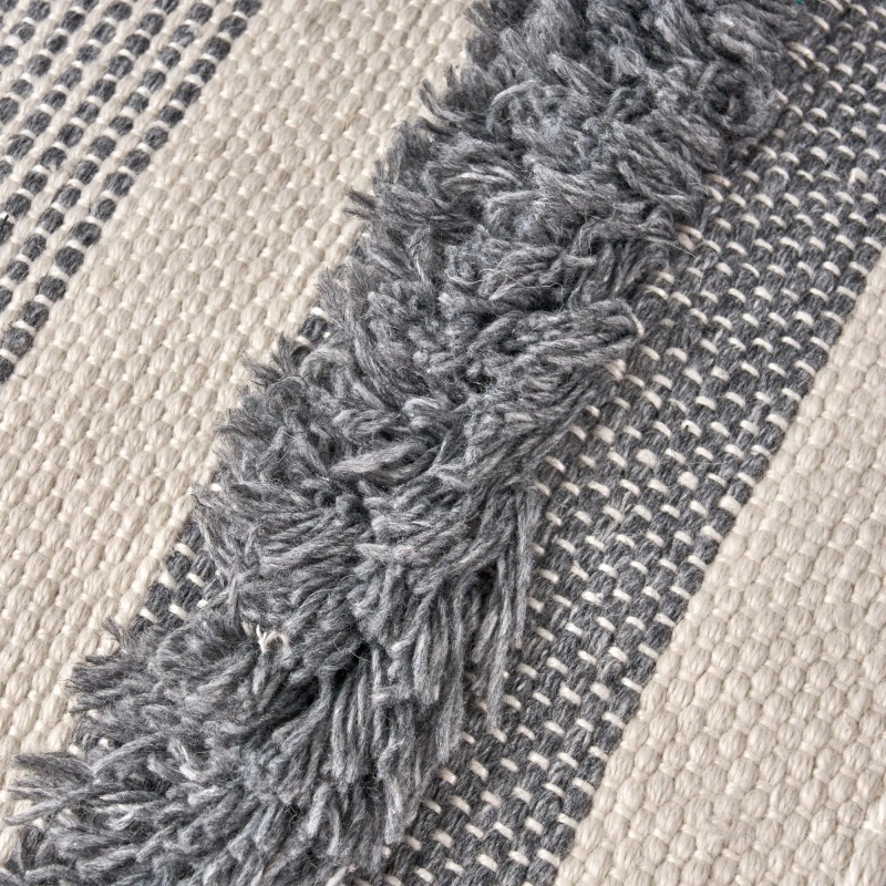 Karim Ivory Grey Faux Yarn Large Poufcolor: as Pic Color