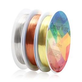 Crafting Wire for Jewellery Making, 3Pcs 0.2mm Gold/Silver/Rose Gold Wire Jewellery Wires for Jewellery Making Bracelet Copper Wires Jewellery Making Supplies for Crafts Handmade DIY - 25m