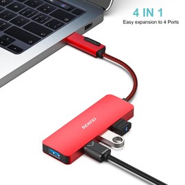 BENFEI USB 3.0 Hub, USB-C HUB, 2-in-1 USB Type-A/Type-C Hub with 4 USB 3.0 Ports Compatible for MacBook, Mac Pro, Mac Mini, iMac, Surface Pro, XPS, PC, Flash Drive, Mobile HDD