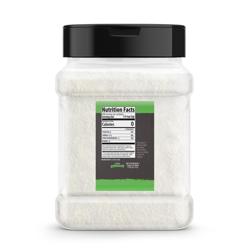 BIRCH & MEADOW Citric Acid, 1.8 lb, Food Safe, Food