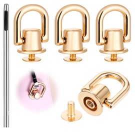 4pcs D Rings for Purse, 360 Degree Rotatable D Rings with 4 Leather Rivets and 1 Punch Tool for Leather Crafting, Crossbody Conversion Kit, Purse Hardware for Leather Crossbody Purse Craft