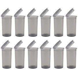 12 Pack Empty Plastic Pill Bottles with Caps, Airtight Multi-Purpose 13 Dram Pill Container with Pop Top Caps for Medicines, Supplements, or Any Small Items (Smoke Transparent)