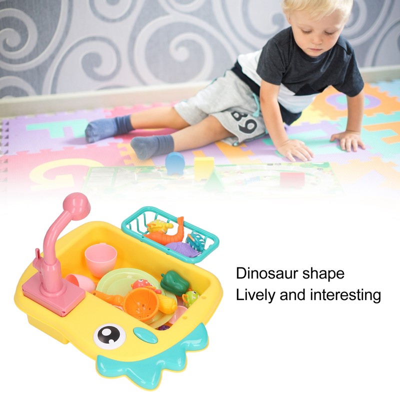 2 in 1 Play Kitchen Sink Toys with Running Water