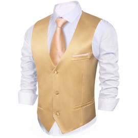 Barry.Wang Men Vest Business Wedding Pure Color Waistcoat Classic Party