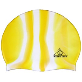 Water Gear Jazz Silicone Swim Cap (Yellow/White)