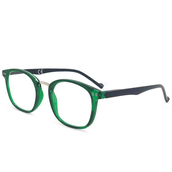 In Style Eyes Modern Reading Glasses - Full-rimmed, Classic Oval Style, Lightweight Frame with Metal Spring Hinges - Emerald - 3.0x