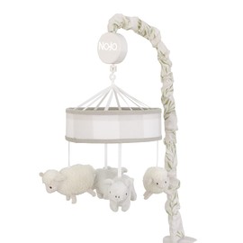 NoJo Rustic Farmhouse Gray and White Buffalo Check Piggie and Sheep Musical Mobile