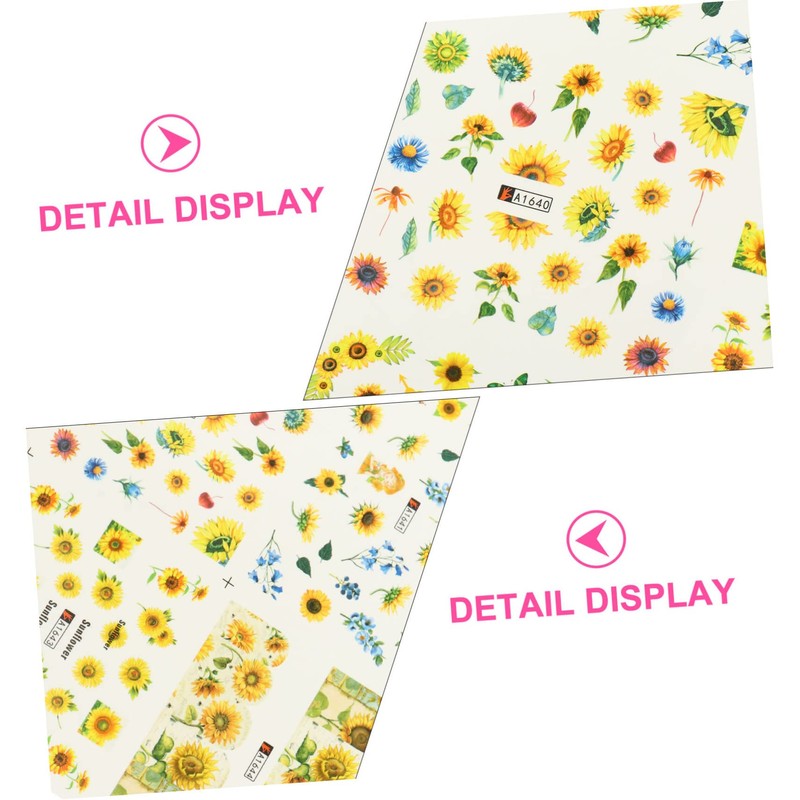 Beavorty 3sheets Sunflower Nail Art Decals DIY Nail Stickers for