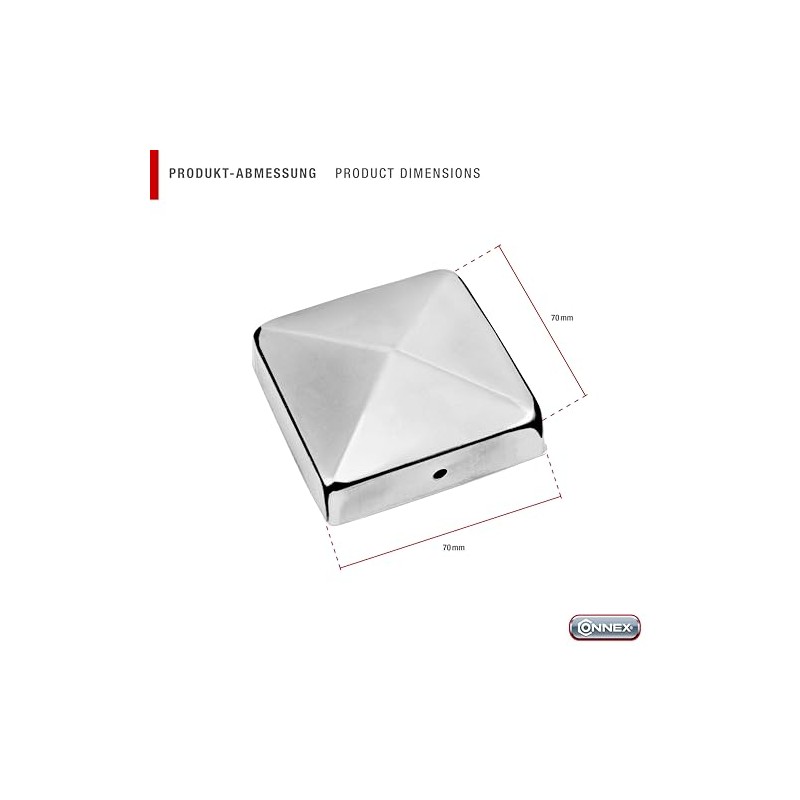 Connex Post Caps 70 x 70 mm with Ball, Material: