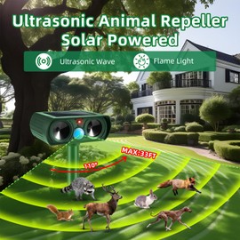 4 Pack 2025 Solar Ultrasonic Repellent Outdoor, Cat Deterrent Squirrel Rabbit Deer Repellent Devices Skunk Repellent for Yard Motion Detection Animal Deterrent for Dog Racoon Rodent Mole
