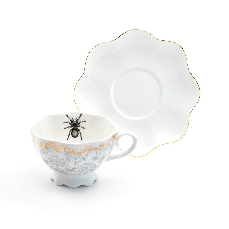 Grace Teaware Spider Web White Gold Scallop Tea Cup and