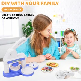 Button Machine for 35 & 55 mm Badges, DIY Button Press Machine Pin Badge Making Kit with 42 Plastic Button Parts, Circle Cutters, Button Maker Machine for Kids Party and Gifts