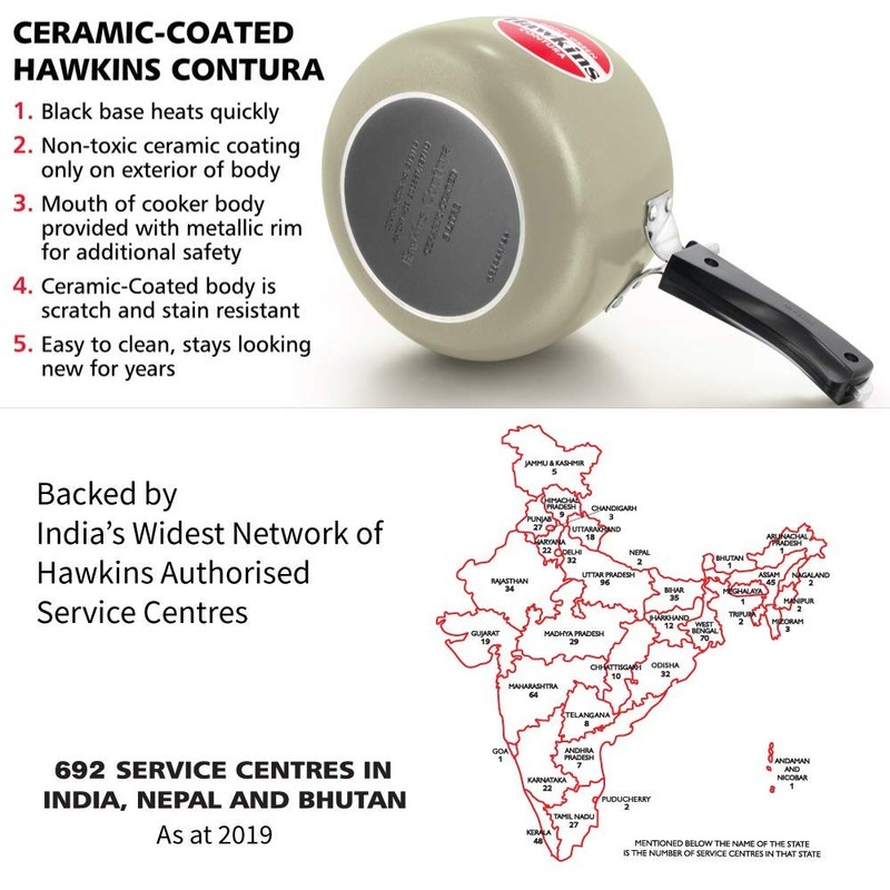 Hawkins Ceramic Coated Contura Pressure Cooker, 3 L, Apple Green