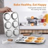 E-far Muffin Top Pan, Stainless Steel 6-Cavity Shallow Cupcake Pan