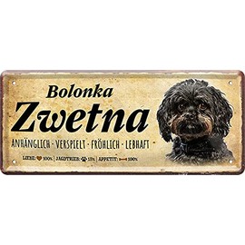 schilderkreis24 Tin Sign Funny Saying "Bolonka Zwetna" Decorative Hanging Sign Dog Door Sign Metal Sign House Entrance Gift Idea Dog Owner Dog Fans 28 x 12 cm