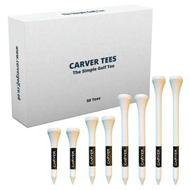 Carver Wooden Golf Tees - 83mm, 70mm, 54mm, 42mm - Bag of 50 - Strong Biodegradable (70mm - Large (50 tees))