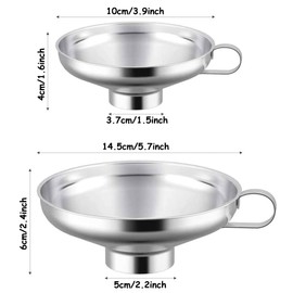 Pack of 2 Canning Funnels, Stainless Steel Jam Funnel, Wide Neck Funnel, Kitchen Stainless Steel Wide Neck Funnel Set for Transferring Liquid, Powder, Beans and Jam (Small and Large)