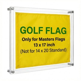 Double-Sided Clear Acrylic Golf Flag Frame, 15x19 Floating Shadow Box for 13x17 Flags & Certificates, Wall Mount Display Case with Stainless Standoffs(Only for Masters Flags, Flags Not Included!)