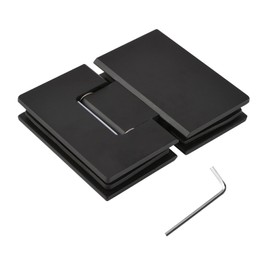 UFURMATE Glass Door Hinge, 180 Degree Stainless Steel Glass Door Clamp Heavy Duty Glass Shower Door Hinge Replacement Part, Fits 8-12mm Thickness Glass Panel (Matte Black)