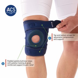 Comforband Adjustable Knee Brace Support, with Side Stabilizer – Patellar Tendon Support for Knee Pain, Arthritis, Injury Recovery, Running, Workout - Adjustable Compression Knee Brace for Men & Women (Navy, Regular)
