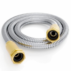 Manguera de Jardín - Manguera Corta de Metal de 3 Pies con Conexión Hembra a Hembra, Manguera Flexible de Alta Resistencia para Carrete de Manguera Exterior/Deshumidificador/RV, Acero