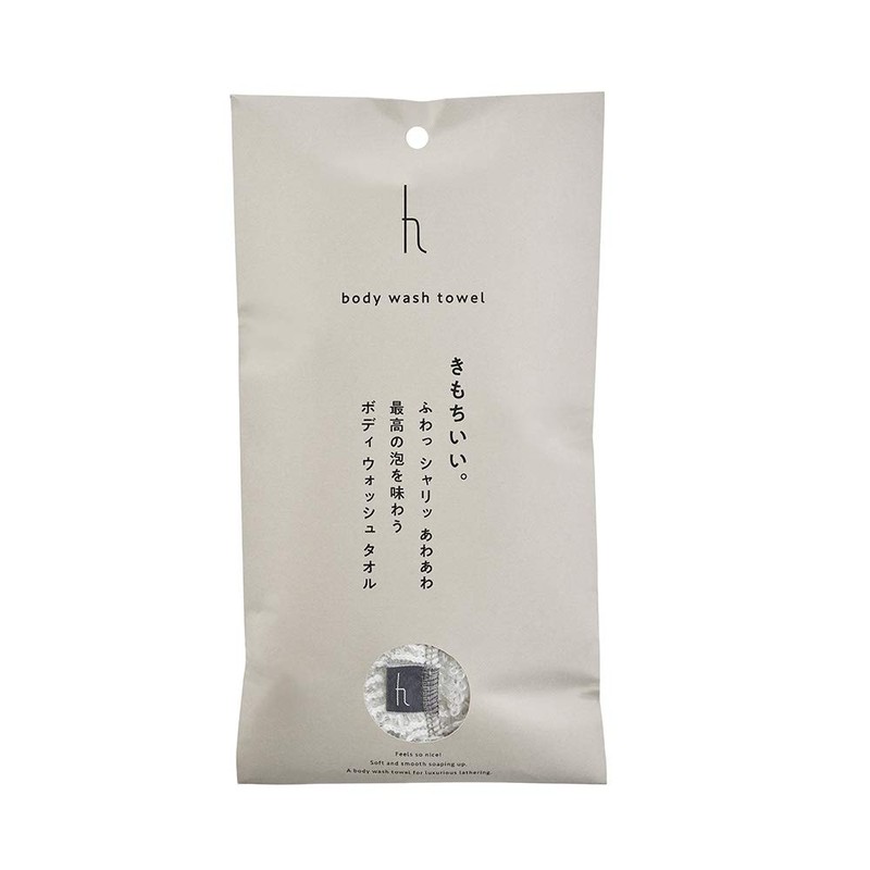 (H concept) Ash Tag (H Tag) Body Wash Towel, White,