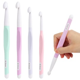 Coopay Pack of 4 Large Crochet Hooks, 15 mm, 12 mm, 10 mm, 8.0 mm Macaron Crochet Hook Set for Beginners, Inline Crochet Hooks Set with ABS Crochet Head, Jumbo Crochet Hook for Thick Yarn, Large Size