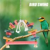 Wooden Bird Swing,Colourful Hanging Bird Playground Climbing Toy for Parakeet