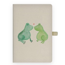 Mr. & Mrs. Panda writing book, diary, DIN A4 cotton notebook, frog love, colour: transparent