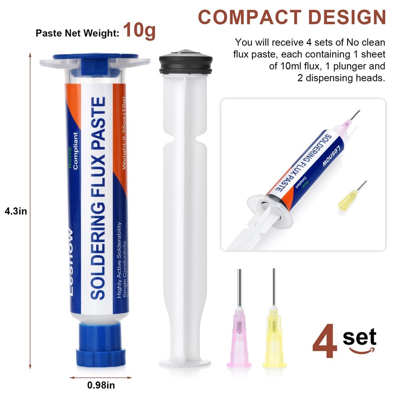 Lesnow Solder Flux Paste And Solder Wick Braid, No Clean