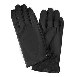 NOVBJECT Men's Leather Gloves Winter Full Hand Touchscreen Leather Driving Classic Warm Cashmere Lining Outdoor Gloves, black