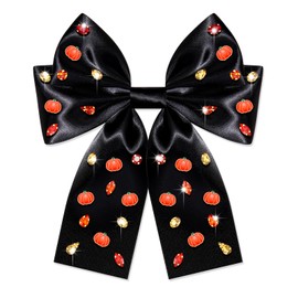 Vokone Fall Thanksgiving Hair Bows Hair Accessories for Women Girls Harvest Pumpkin Hair Bow Clips Jeweled Hair Barrettes Thanksgiving Party Favors Gifts