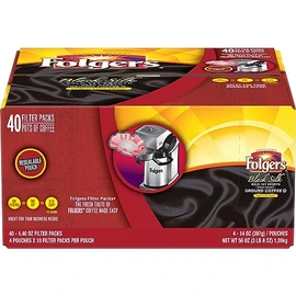 Folgers Black Silk Dark Roast Ground Coffee, 40- 1.4 Ounce Filter Packs