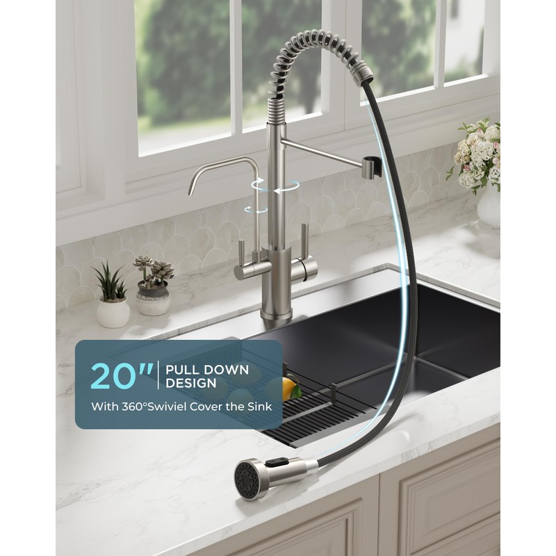 FORIOUS Kitchen Faucet with Purfied Water Filter, 2 in 1