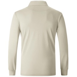 Long Sleeve Polo Shirts for Men Moisture Wicking Golf Polos Casual Travel Performance Collar Shirts Beige