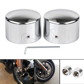 Unbranded Chrome Front Axle Nut Covers For Harley Dyna Electra Glide Road King FLHT FLTR