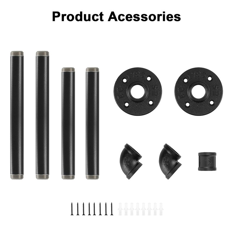 Jeasor Industrial Iron Pipe Clothes Hanging Bar DIY Wall-Mounted Garment