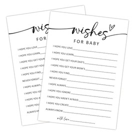 Wishes for Baby, Baby Shower Game, 25 Minimalist White Best Wishes Cards for Babies, Fun Gender Reveal Games for Boy or Girl, Gender Neutral Decorations Supplies-A04