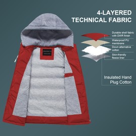 CREATMO Women's Zip Up Puffy Vest - Military Style Sleeveless Padded Coat Red M