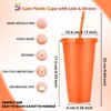 xocome 5 PCS Plastic Cups with Lids & Straws, 24OZ