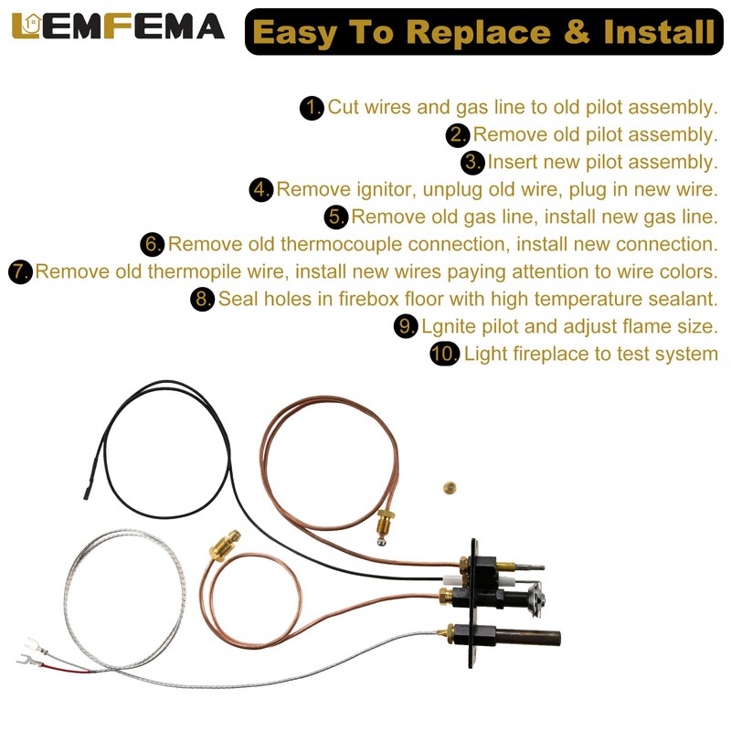 Lemfema 10002265 Propane and Natural Gas 3 Way Pilot Assembly